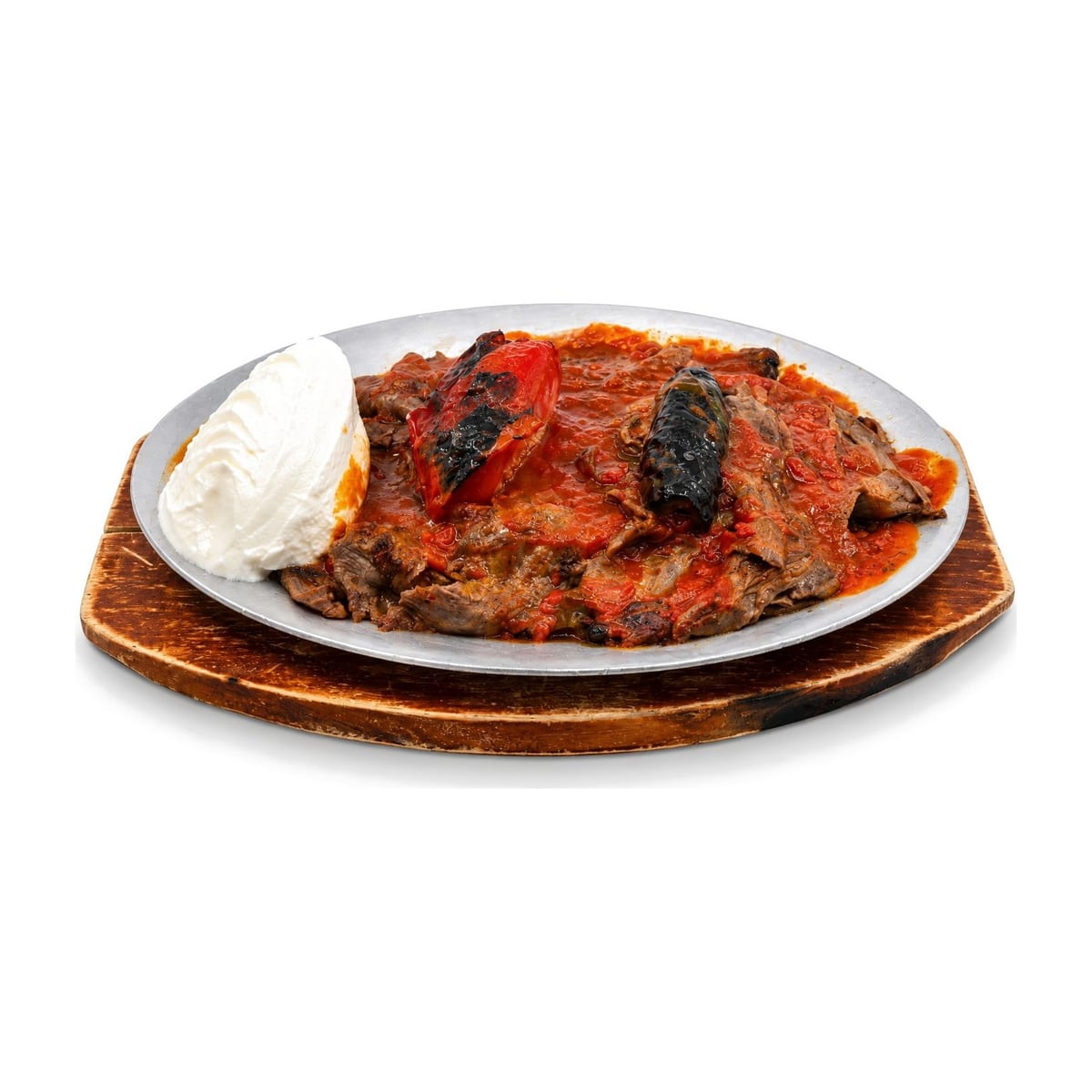 Doner Iskender, a Turkish classic, with sauce and yogurt