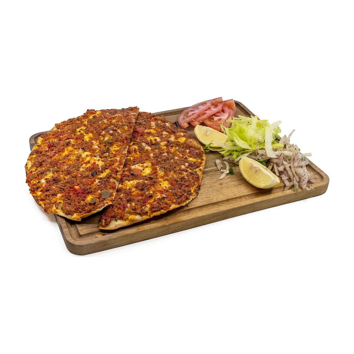 Lahmacun, like a thin-crust pizza you roll up
